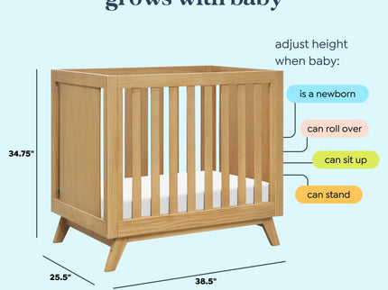 M22598HY,DaVinci,Otto 3-in-1 Convertible Mini Crib with 4 Mattress in Honey