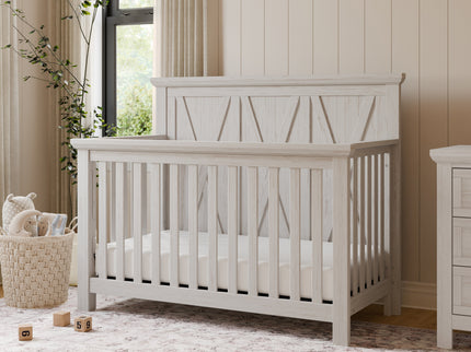 B14501WDF,Monogram by Namesake,Emory Farmhouse 4-in-1 Convertible Crib in White Driftwood