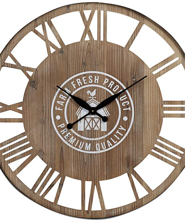 River Parks Farm Fresh 31 1/2" Round Roman Numeral Wood Wall Clock