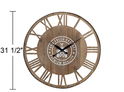 River Parks Farm Fresh 31 1/2" Round Roman Numeral Wood Wall Clock