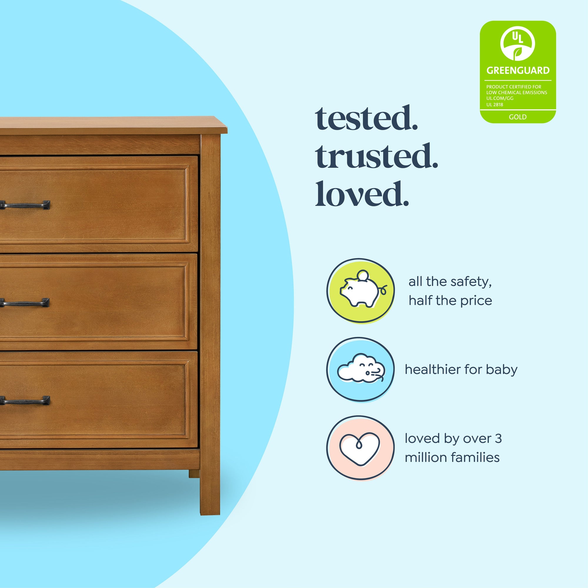 M12823CT,DaVinci,Charlie 3-Drawer Dresser in Chestnut