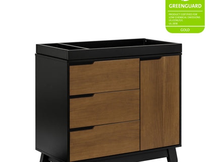 M4223BNL,Babyletto,Hudson 3-Drawer Changer Dresser w/Removable Changing Tray in Black/Natural Walnut