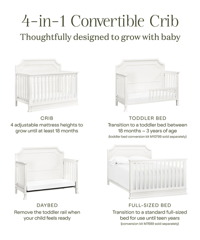 M10701RW,Namesake,Emma Regency 4-in-1 Convertible Crib in Warm White