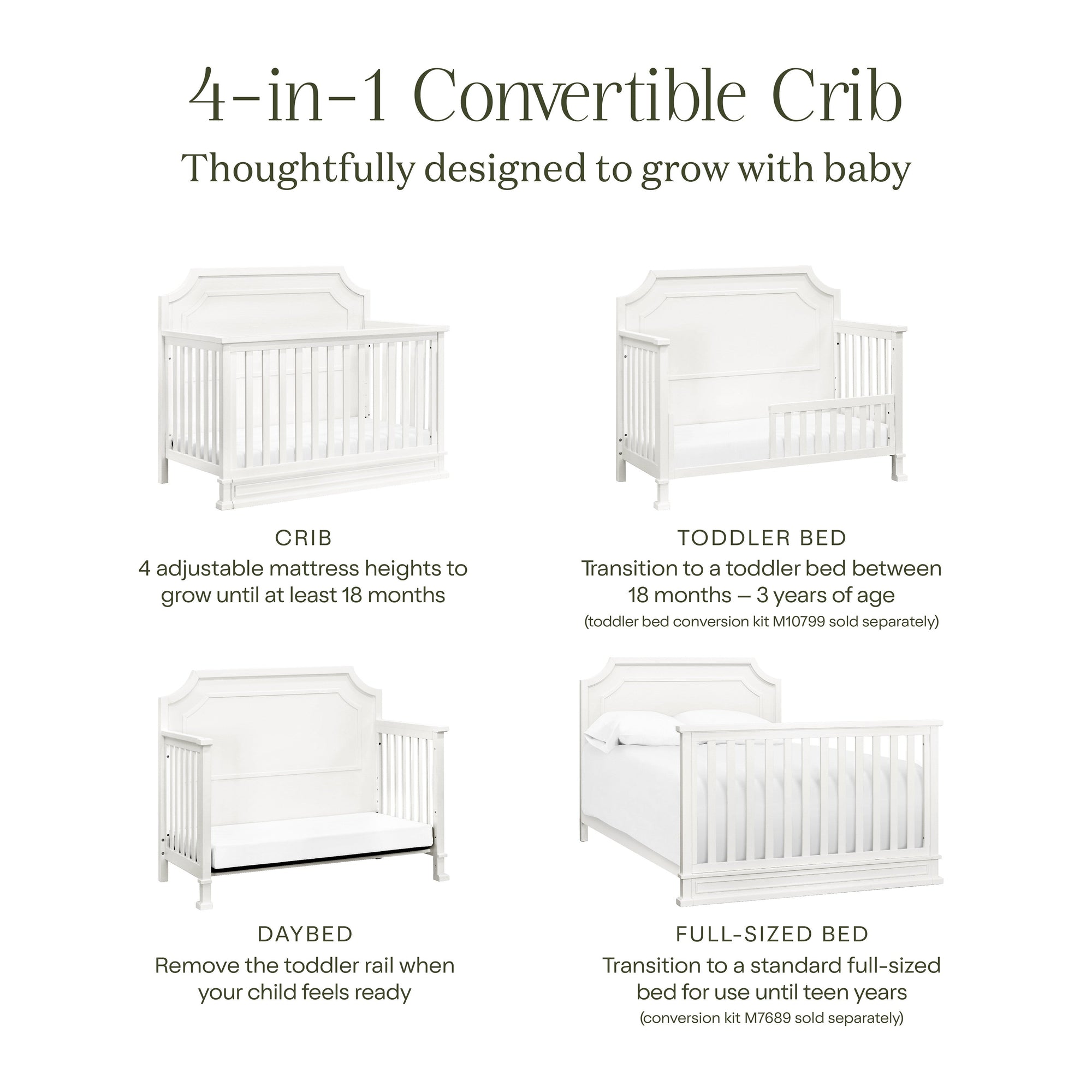 M10701RW,Namesake,Emma Regency 4-in-1 Convertible Crib in Warm White