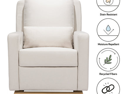 M23085PCMEWLB,Babyletto,Sigi Glider Recliner w/ Electronic Control and USB in Performance Cream Eco-Weave w/Light wood base