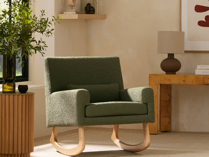 1085OBL,Nursery Works,Sleepytime Rocker in Olive Boucle w/Light Legs