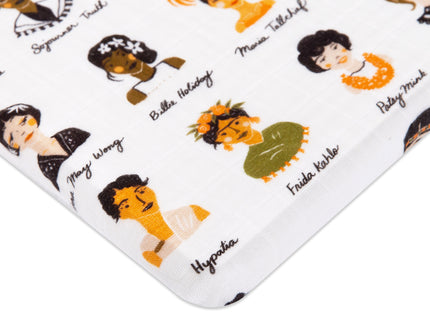 T28434,Babyletto,Women In History Muslin All-Stages Bassinet Sheet in GOTS Certified Organic Cotton