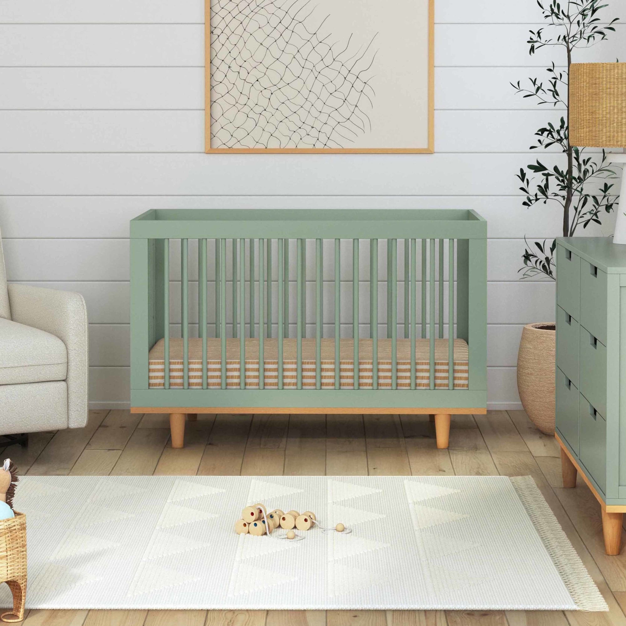 W4901LSHY,DaVinci,Marley 3-In-1 Convertible Crib in Light Sage & Honey