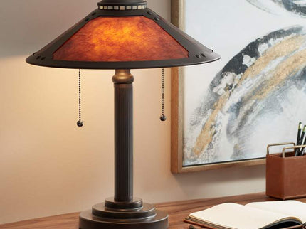 Robert Louis Tiffany 18 1/2" High Mission-Style Mica Shade Accent Lamp