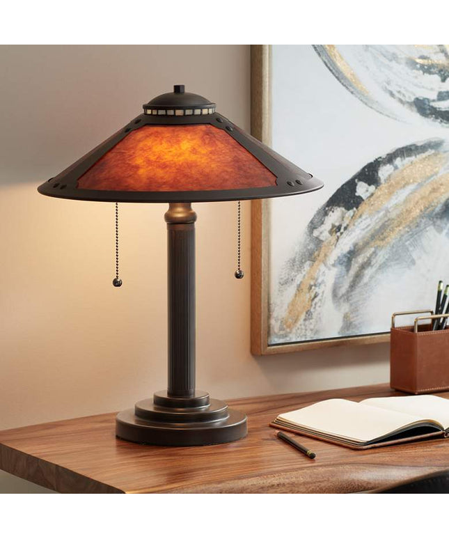 Robert Louis Tiffany 18 1/2" High Mission-Style Mica Shade Accent Lamp