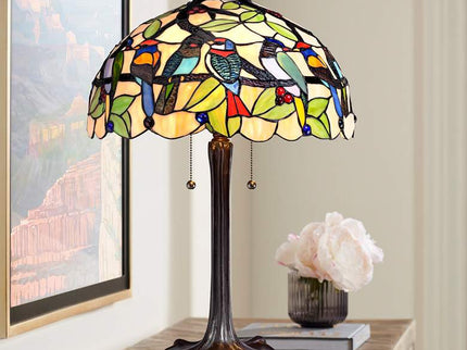 Robert Louis Tiffany 24 3/4" Woodland Birds Tiffany-Style Table Lamp