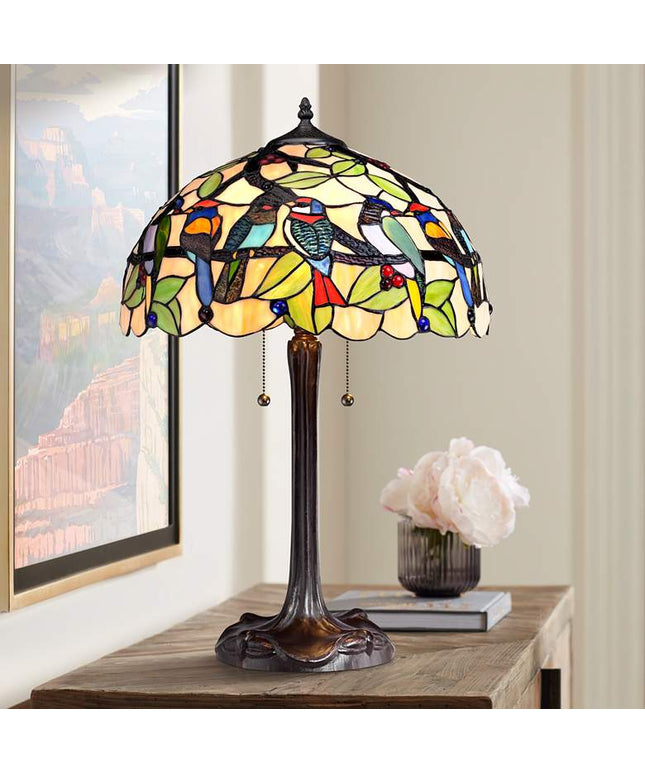 Robert Louis Tiffany 24 3/4" Woodland Birds Tiffany-Style Table Lamp