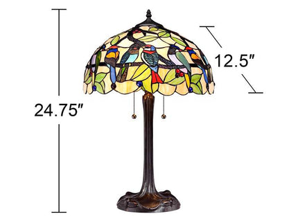 Robert Louis Tiffany 24 3/4" Woodland Birds Tiffany-Style Table Lamp