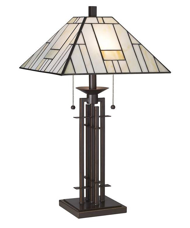 Robert Louis Tiffany 26 1/4" Wrought Iron and Glass Table Lamp