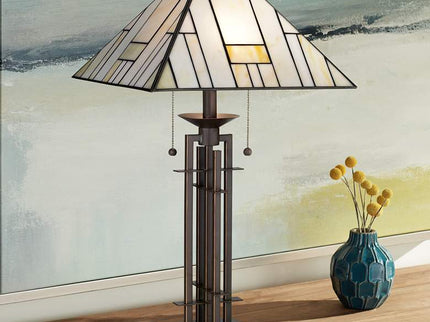 Robert Louis Tiffany 26 1/4" Wrought Iron and Glass Table Lamp