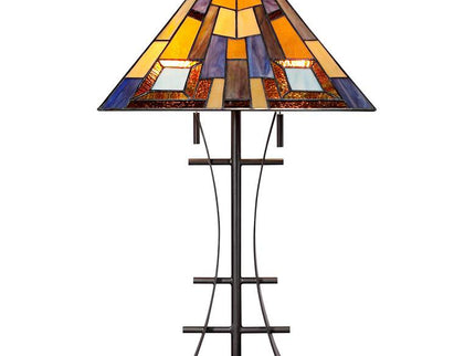 Robert Louis Tiffany 27" Jewel Tone Art Glass Tiffany-Style Table Lamp