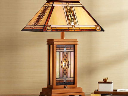 Robert Louis Tiffany 27" Walnut Mission Night Light Table Lamp