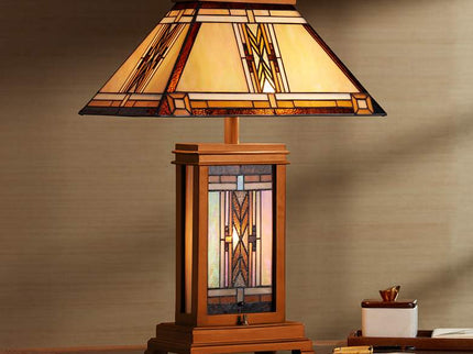 Robert Louis Tiffany 27" Walnut Mission Night Light Table Lamp
