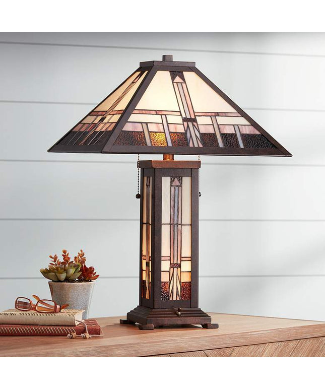Robert Louis Tiffany Alfred 26" Mission Lamp with Table Top Dimmer