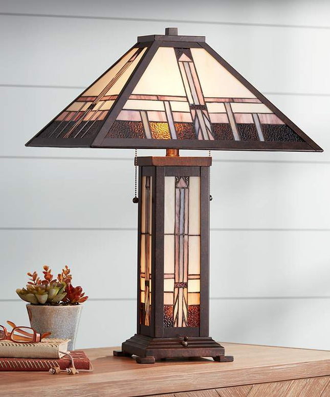 Robert Louis Tiffany Alfred 26" Mission Night Light Table Lamp