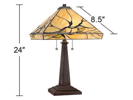 Robert Louis Tiffany Budding Branch 24" Tiffany-Style Glass Table Lamp