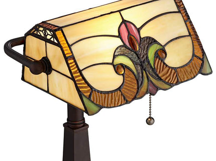 Robert Louis Tiffany Fleura 17" High Bronze Banker Desk Lamps Set of 2