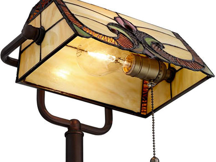 Robert Louis Tiffany Fleura 17" High Bronze Banker Desk Lamps Set of 2