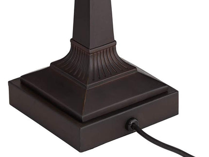 Robert Louis Tiffany Fleura 17" High Bronze Banker Desk Lamps Set of 2