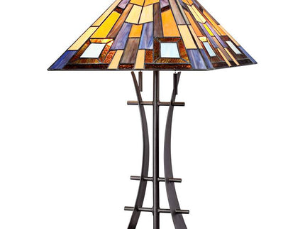 Robert Louis Tiffany Jewel Tone Tiffany-Style Art Glass Lamp with Dimmer