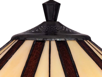 Robert Louis Tiffany Octagon 25" Bronze Mission Art Glass Table Lamp