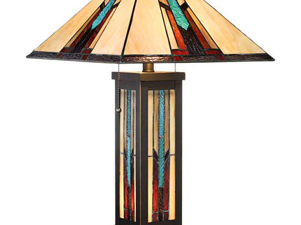 Robert Louis Tiffany Ranier 25" Glass Lamp with Night Light and Dimmer