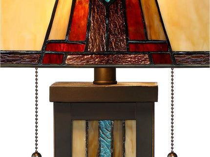 Robert Louis Tiffany Ranier 25" Glass Lamp with Night Light and Dimmer