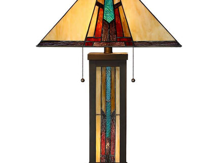 Robert Louis Tiffany Ranier 25" Glass Lamp with Night Light and Dimmer