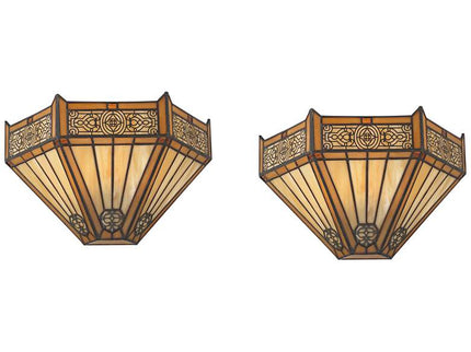 Robert Louis Tiffany Stratford 7 1/2"H Art Glass Wall Sconce Set of 2