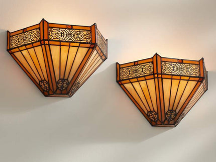 Robert Louis Tiffany Stratford 7 1/2"H Art Glass Wall Sconce Set of 2