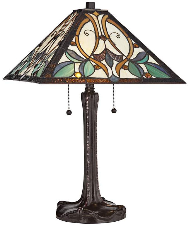 Robert Louis Tiffany Victorian 25" Art Glass Tiffany-Style Table Lamp