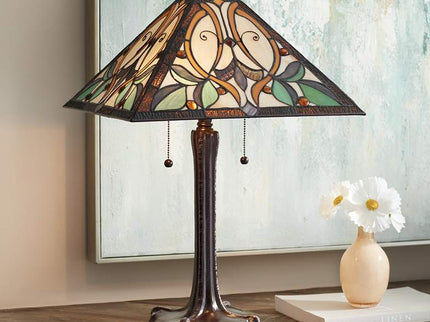 Robert Louis Tiffany Victorian 25" Art Glass Tiffany-Style Table Lamp