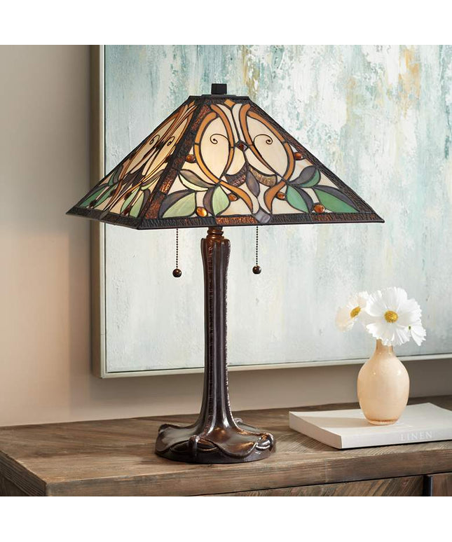 Robert Louis Tiffany Victorian 25" Art Glass Tiffany-Style Table Lamp