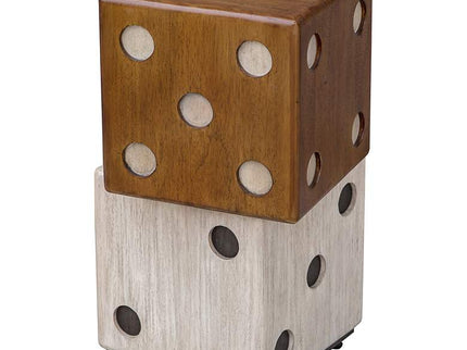 Roll the Dice 15" Wide Wood Tone Whitewashed Accent Table