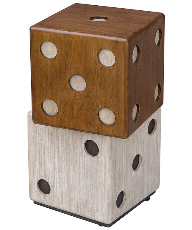 Roll the Dice 15" Wide Wood Tone Whitewashed Accent Table