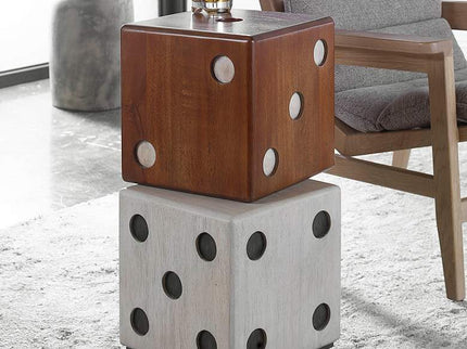 Roll the Dice 15" Wide Wood Tone Whitewashed Accent Table