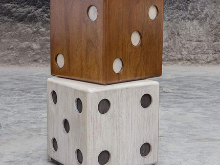 Roll the Dice 15" Wide Wood Tone Whitewashed Accent Table