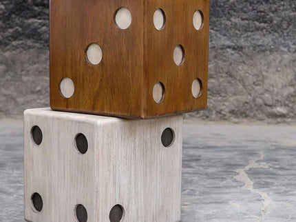 Roll the Dice 15" Wide Wood Tone Whitewashed Accent Table