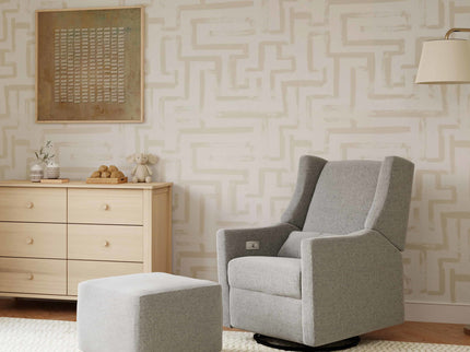 M26385PGEWLB,Babyletto,Kiwi Gliding Ottoman in Performance Grey Eco-Weave w/ Light Wood Base
