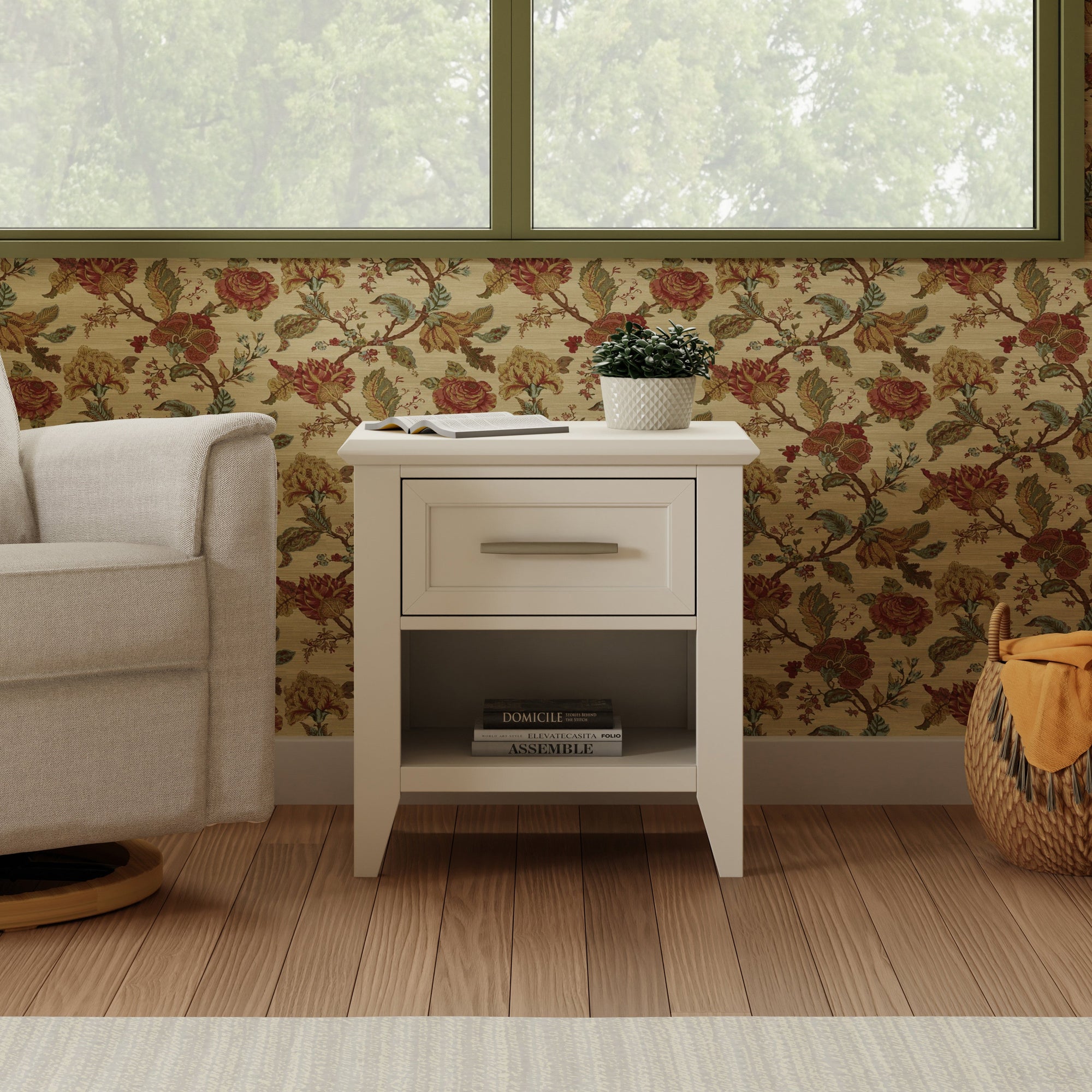 B14460RW,Monogram by Namesake,Beckett Nightstand in Warm White
