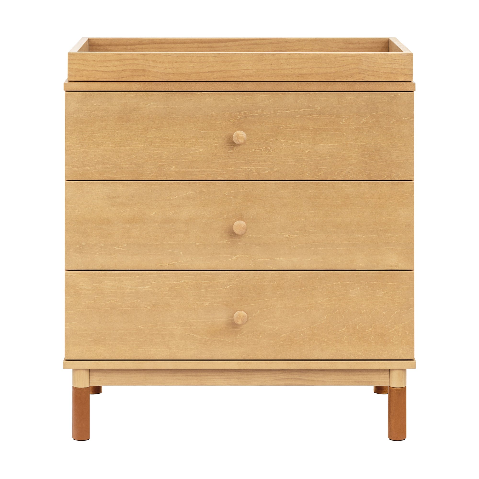 M12923HYVTL,Babyletto,Gelato 3-Drawer Changer Dresser  leather feet w/Removable Changing Tray in Honey