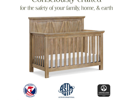 B14501DF,Monogram by Namesake,Emory Farmhouse 4-in-1 Convertible Crib in Driftwood