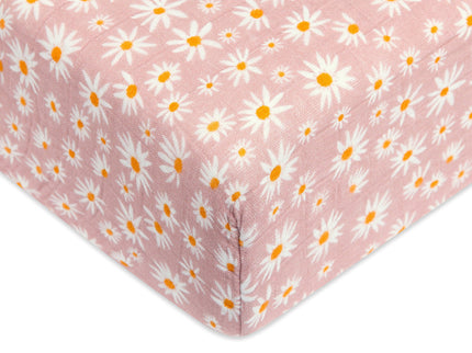 T28035,Babyletto,Daisy Muslin Crib Sheet in GOTS Certified Organic Cotton