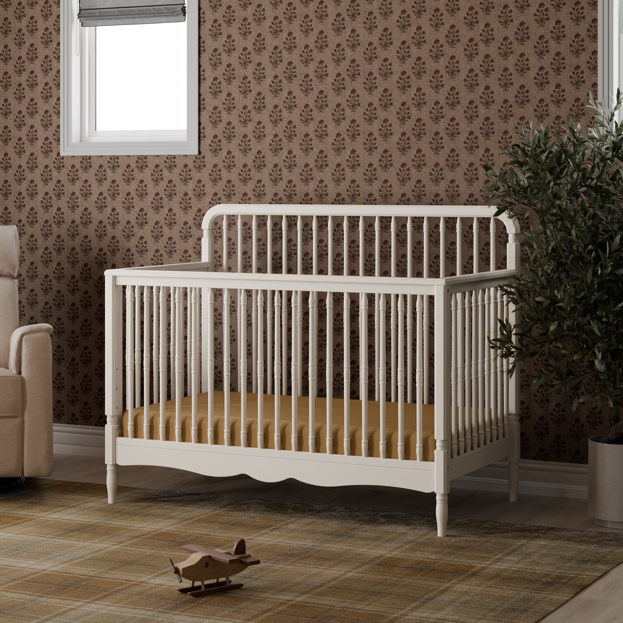 M7141RW,Namesake,Liberty 4-in-1 Convertible Spindle Crib in Warm White