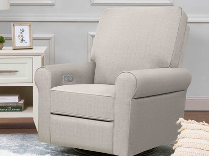 B17787PGET,Monogram by Namesake,Monroe Pillowback Power Recliner in Performance Grey Eco-Twill